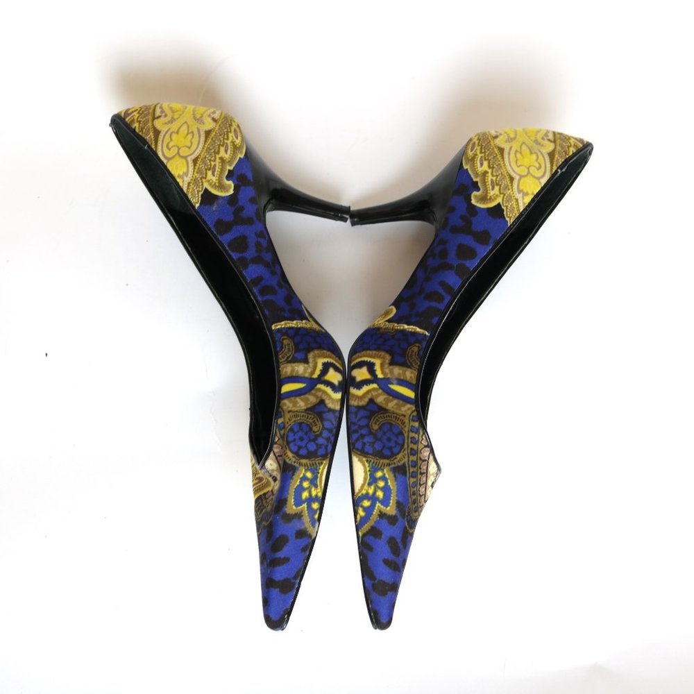 Nine West Blue and Yellow Heels